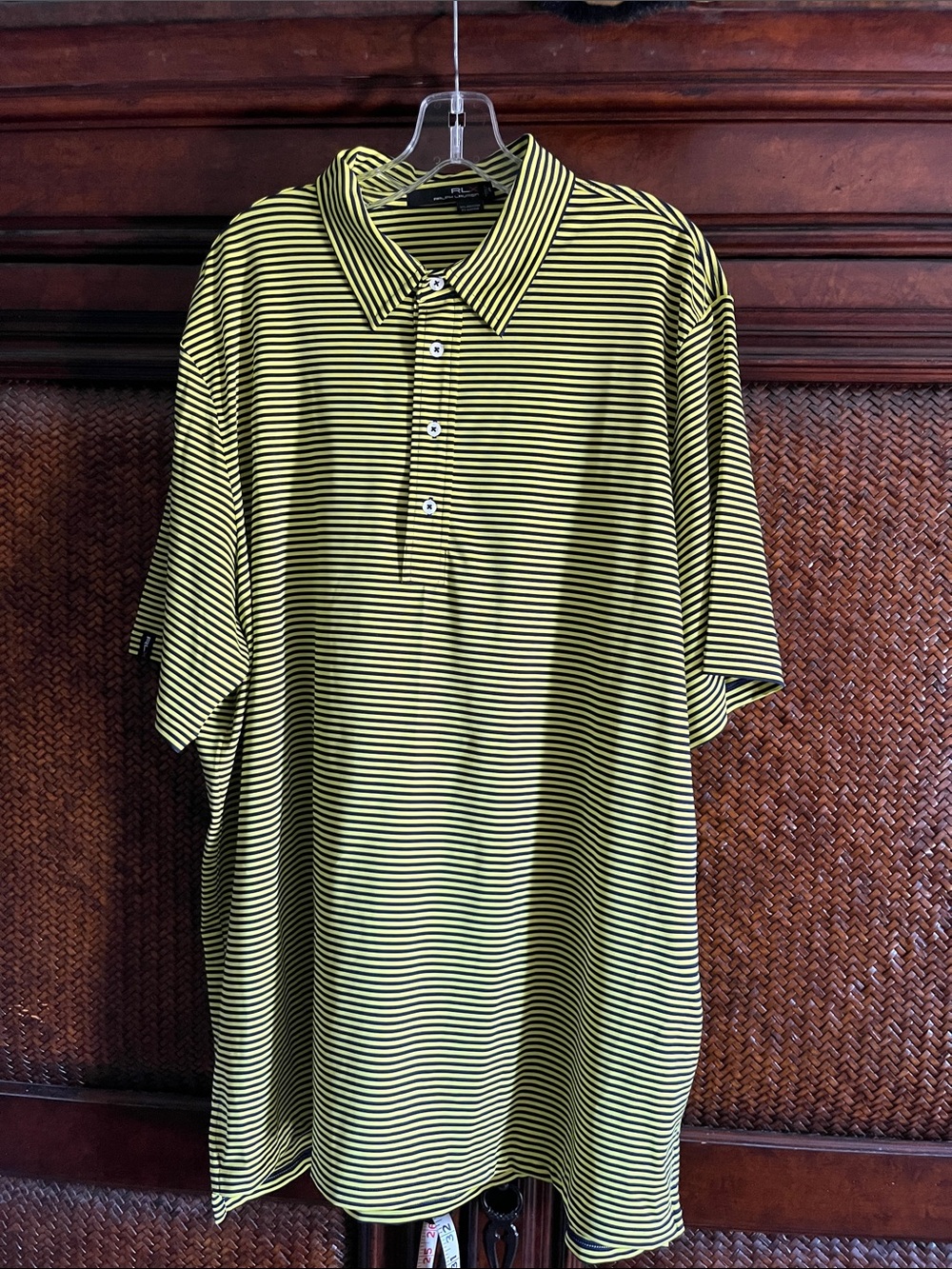 Ralph Lauren Men's Yellow and Black Striped Polo